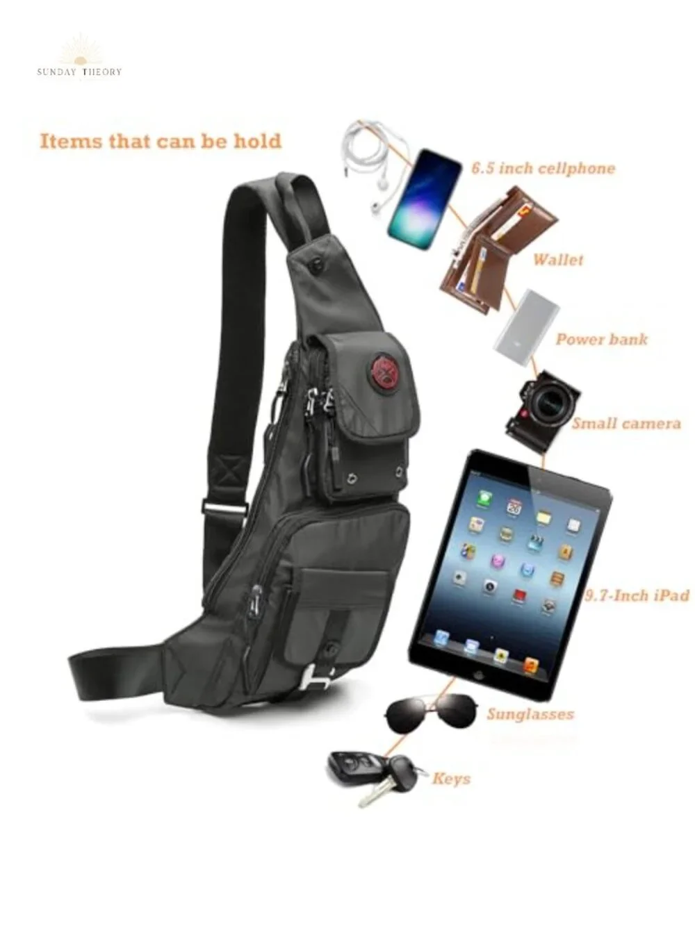 Sling Bag Chest Shoulder Backpack Crossbody Casual Daypack with Adjustable Strap